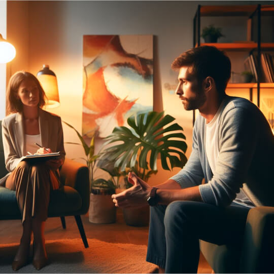 Мужчина на приеме психолога